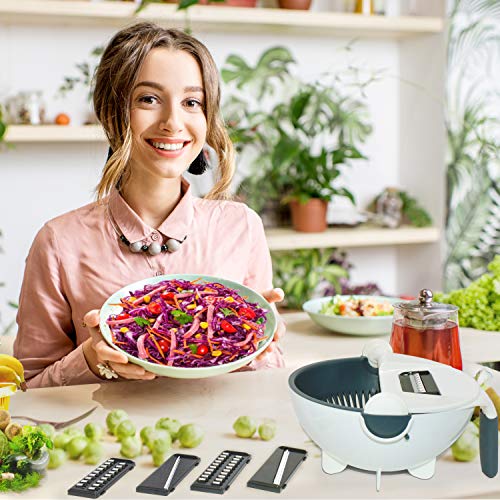 VAESIDA Vegetable Slicer Cutter - 11 in 1 Multi Blade Adjustable Mandoline Slicer Cheese Vegetables Julienne Slicer with Drain Basket - Best Veggie Cheese Shredder Grater Set with Fruit Peeler