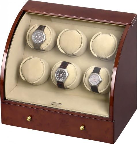 Auer Accessories Europa 326DB Watch Winder for 6 Watches Dark Burlwood