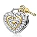 NINAQUEEN 925 Sterling Silver Charms ♥Anniversary's Jewelry Gifts♥ with Fine Gifts Packing, Gold Plated Heart Key Beads Engraved Love You Forever, Suitable for Bracelet for Her