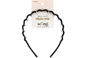 Conair Scunci Effortless Beauty Zig Zag headband - hair accessories for women - hairpin headband - black headband - 1 Count