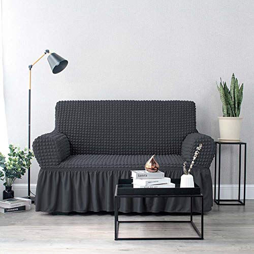 NICEEC Sofa Slipcover Dark Grey Sofa Cover 1 Piece Easy Fitted Sofa