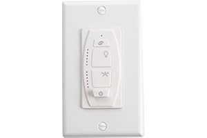 Kichler 6-Speed Ceiling Fan Wall Control System in White Finish, 370036WHTR, 21.75-Inch