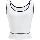 winkbay Women's Summer Scoop Neck Crop Tank Top Elegant Sleeveless Dressy Casual Tops