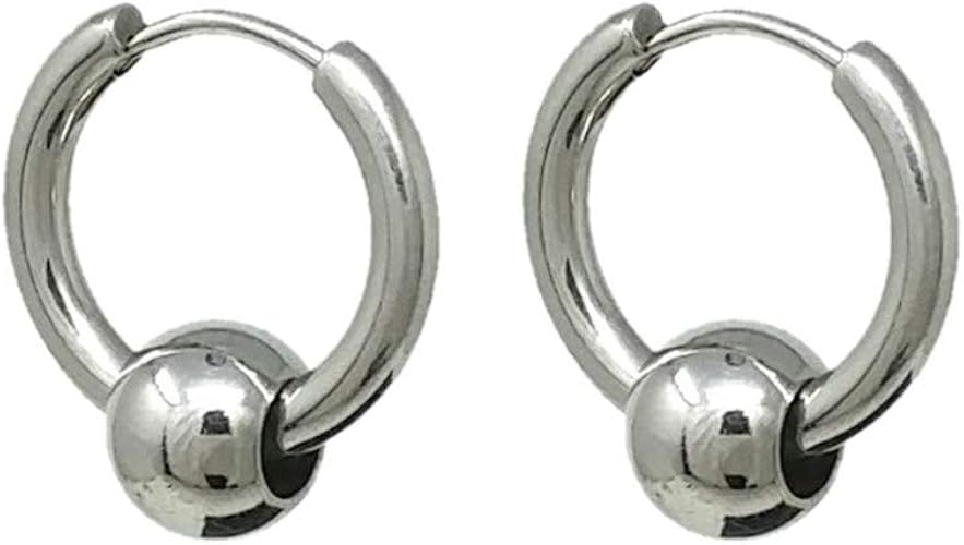 Amazon Puente ボール付き フープピアス ビーズピアスボール ピアス リングピアス ボール ビーズ 18g アレルギーアレルギー対応 ステンレス シルバー 銀 銀色 12mm ピアス 通販