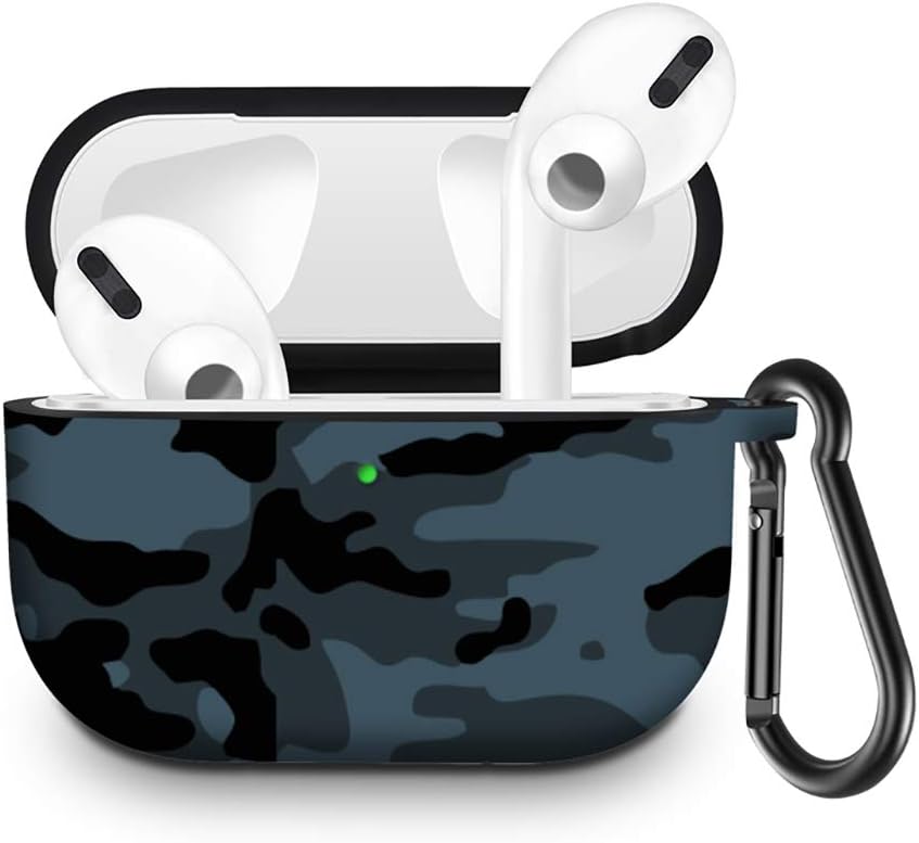 Compatible with AirPods Pro Full Body Protective Case, LANYOS Hard PC Cute Luxury Classic Elegant Character Design Cover Portable Shockproof AirPod Accessories with Metal Carabiner (Grey Camo)
