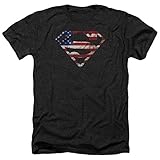 Superman DC Comics Classic S Shield Logo Distressed Wartorn Flag Adult T-Shirt