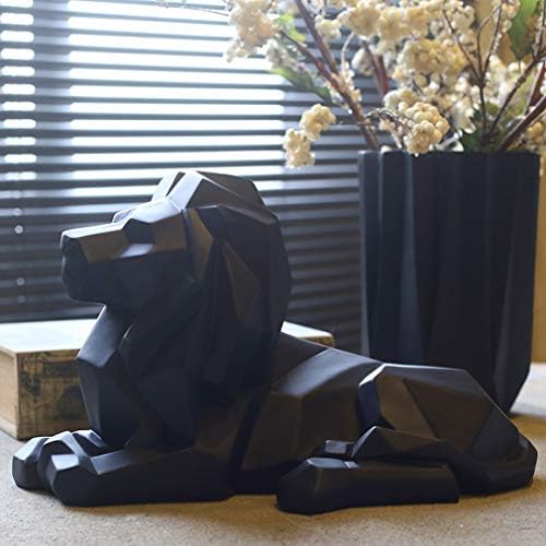 DSZXHN Statues for Home Decor,Modern Resin Black Geometric Lion Models Ornaments Desktop Decoration,Animal Shaped,Sculpture Figurines Statuettes,for Home Living Room Office Bookshelf Craft Gift