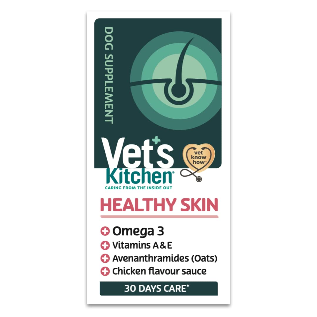 Vet's Kitchen, Healthy Skin Supplement, Gravy with Omega 3 and Oats, Advanced Nutrition for your Adult Dog, 300ml, transparent