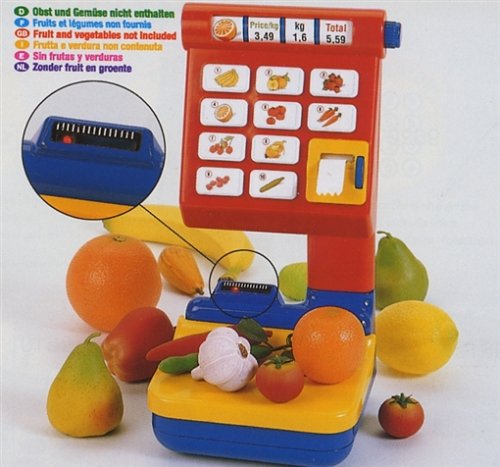 Theo Klein 9315 Obst und Gemüsewaage I Batteriebetriebene Spielwaage mit leuchtendem Messbalken I Wiegeablage sinkt beim Wiegen EIN I Maße: 14,5 cm x 15 cm x 29 cm – Bild 2