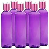 MoYo Natural Labs Purple and Pretty in Pink Disc Cap Tops 4 oz Travel Bottle Set BPA Free Refillable Container Made in USA Purple with Shimmering Pink Disc Cap Pack of 6