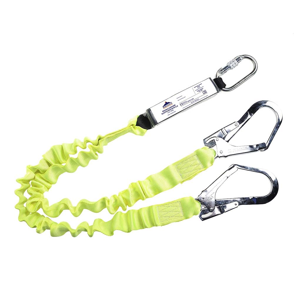 Portwest Double Elasticated Lanyard With Shock Absorber, Size: One Size, Colour: Yellow, FP52YER