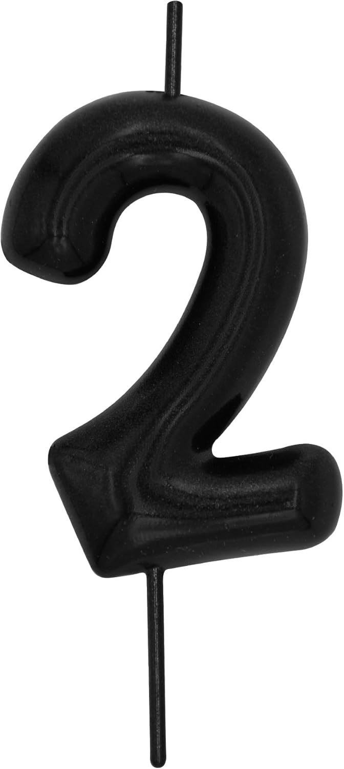 Candles & Holders - DERVENTA Birthday Candles Numbers Black 2.36 inch Party Cake Topper 1 Piece (Number 2 Black)