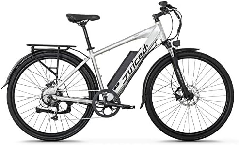 Juiced Bikes CrossCurrent S - 12.8 Ah 650W 28MPH Electric Bicycle (Brushed Aluminum, Large 18" / 12.8 Ah Standard Range)