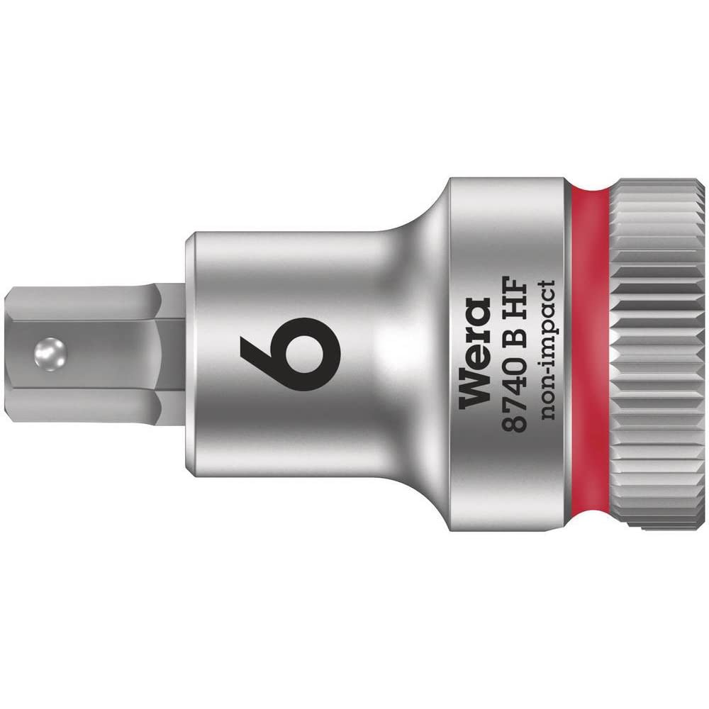 Wera 8740 B HF Zyklop In-Hex-Plus holding function bit socket, 3/8" drive, 6x35mm, 05003035001 , Red