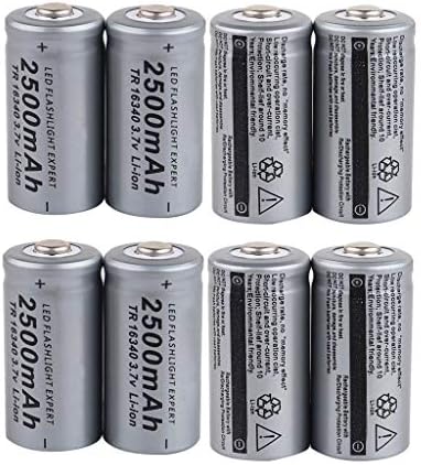 YUNIAO 8PCS Rechargeable Lithium Battery 16340, Lithium-ion Cylindrical Battery 3.7V Voltage,2500mAh Capacity Li-ion Batteries