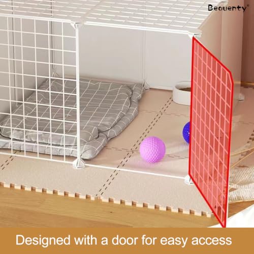 Beauenty Pet Playpen with Toilet Area, Portable Dog Fence for Isolation, Free Combination Pet Play Fence for Indoor and Outdoor, Easy to Assemble, White (127 * 75 * 47cm)