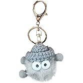 JOYCOURT Cute Plush Keychain, Kawaii Fluffy Ball for Car Keys Decoration, Key Ring Pendant Accessory for Vehicle Handbag Backpack Purse (Light Grey)