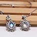 Luna Azure Colored Gem Moonstone Vintage Style 925 Sterling Silver Pendant Necklace 18