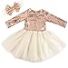 Cilucu Flower Girl Dresses Baby Toddlers Sequin Party Dress Tutu Prom Cocktail Gown with Long Sleeve Rose Gold/Offwhite 3T-4T
