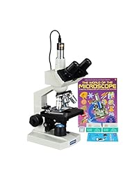 Omax 40   2500 x Microscopio trinocular Lab digital LED + 5 MP cámara + diapositivas en blanco + Fundas + lente Paper + libro