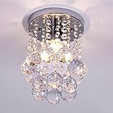 NAVIMC Mini Modern Crystal Chandeliers Rain Drop Pendant Flush Mount Ceiling Light Lamp ,Diameter6.29 Height 9 Inch
