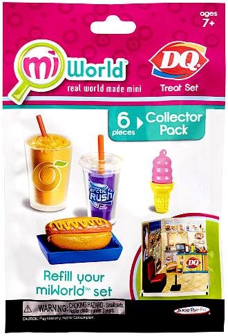 Mi World Collector Pack - DQ Treat Set - 1 Orange Julius Smoothie, 1 Artic Rush, 1 DQ Cone, 1 Hot Dog, 1 Bun and 1 Tray