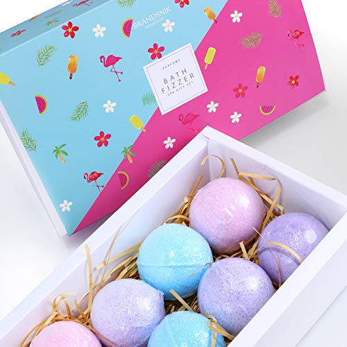 Handmade Bath Bombs Gift Set 8 PCS Fizzies, Perfect for Bubble Spa Bath (PINK BOX)