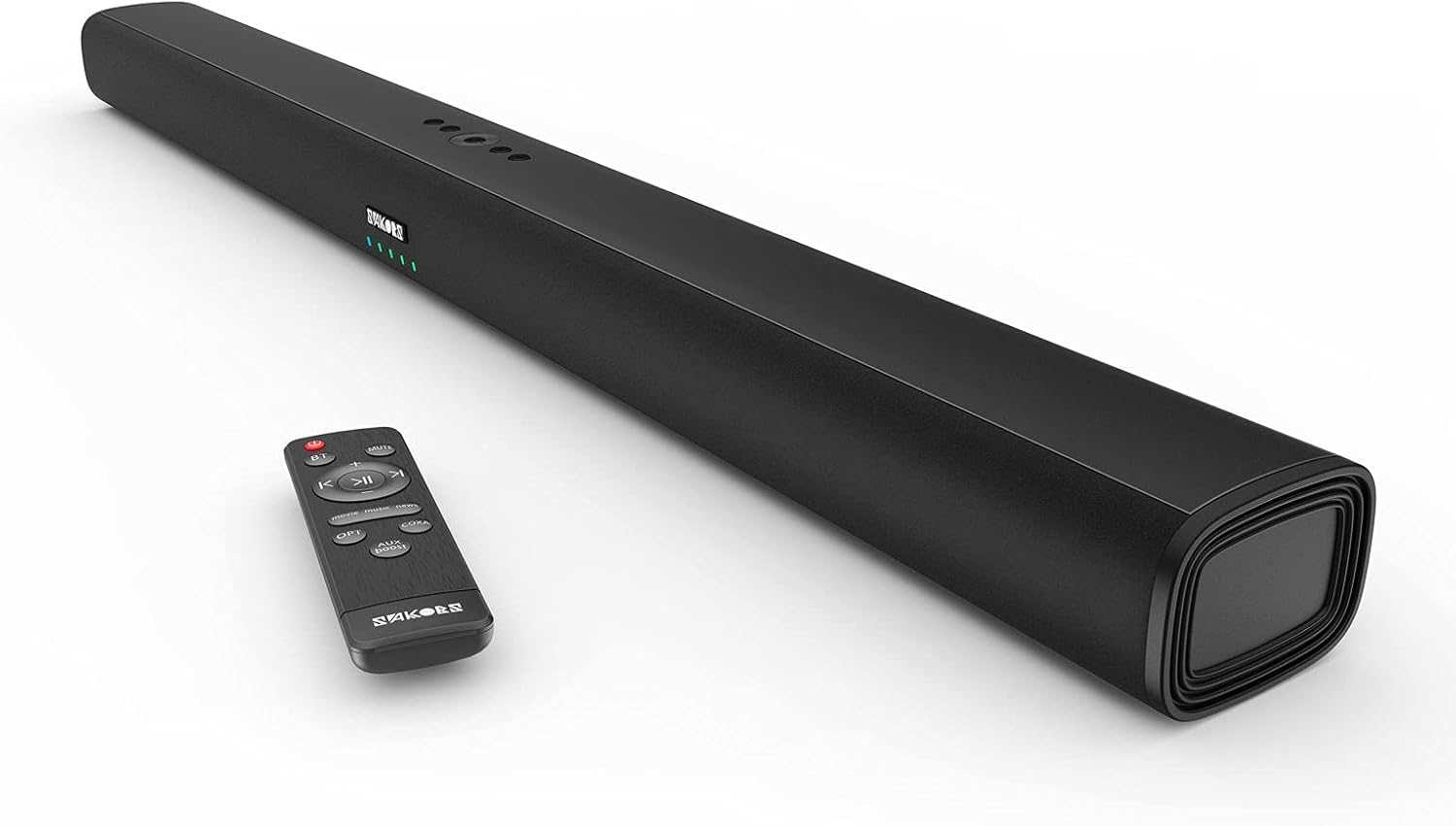 Sound Bar for TV, 37 Inch Sound Bars with Built-in 6 Speakers & 4 Subwoofers and Enhanced Bass Technology, SAKOBS Wireless Bluetooth & Wired 80W TV Speakers with Optical/Aux/RCA Connection
