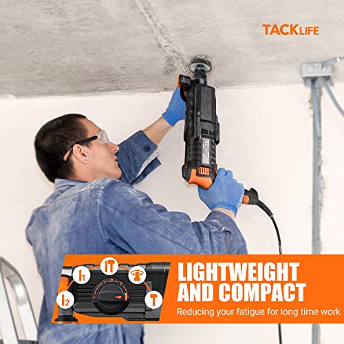 TACKLIFE 7.0 Amp Rotary Hammer Drill, 1Inch SDSPlus, 2.8J Impact Energy, 2 Variable Speeds