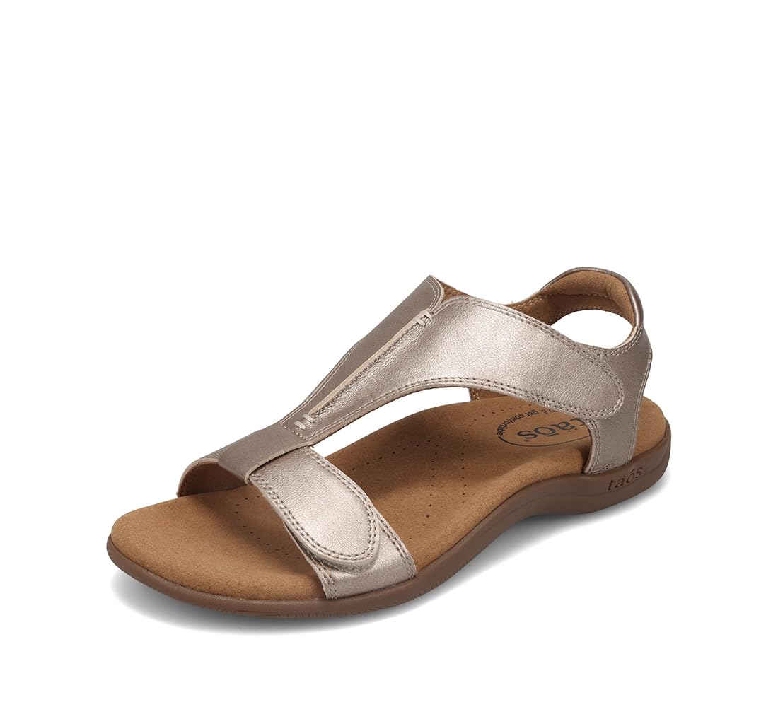Taos The Show Premium Leather Women's Sandal - Experience Everyday Style, Comfort, Arch Support, Cooling Gel Padding and an Adjustable Fit for Exceptional Walking Comfort Champagne 11 (W) US Image