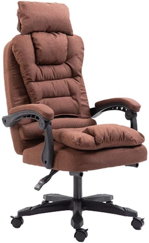 MUBAY High Back Ergonomic Home Office Chair, Fabric Back Computer Desk Executive Task Swivel Chair Computer Desk Gaming Chair with Headrest (Color : Brown)