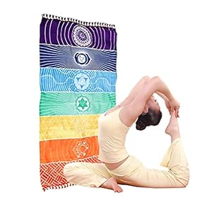 Rainbow Yoga Mat, Rainbow Beach Towel Multicolored Turkish Bath Towel Colorful Polyester Yoga Mat for Picnic Beach Taveling Camping Hiking