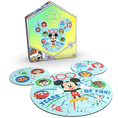 Spin Master Games, Disney Puzzle, 100th Anniversary, 48 Pieces, Celebrate 100 Years of Fun, Kids Puzzles, for Ages 4 & Up
