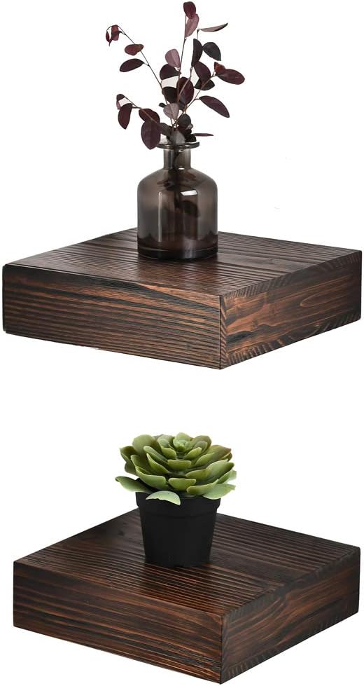 Amazon Com Welland Colin 10 Deep Wood Floating Corner Shelf 2 Pack Rustic Wall Shelves Wall Mounted Wooden Shelves Walnut Color 2 75 Thickness Furniture Decor