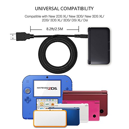 image for Connyam 2 Pack 8ft USB Charging Cable for Nintendo New 2DS XL/ 3DS XL,