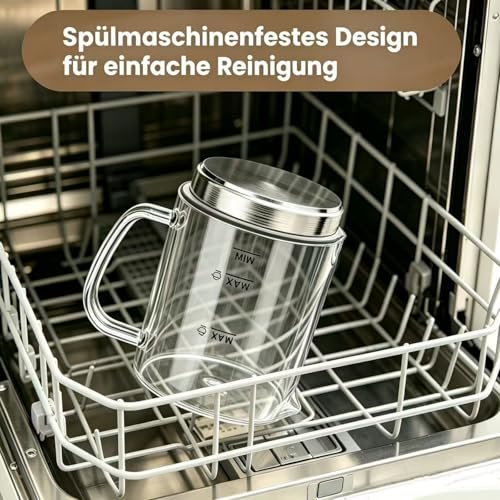 Electric Milk Frother 4 in 1, Milk Frother Induction 500 ml Cold Warm, Automatic, Dishwasher Safe, Removable Visual Glass for Coffee and Latte
