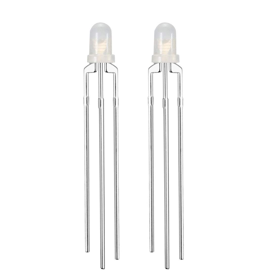 Sourcingmap 100pcs 3mm Red Yellow Green Misty Common Cathode LED Diode Light Round 20mA Super Bright Bulb Lighting Lamp Electronic Component Light Emitting Diodes