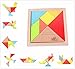 Elloapic 7 Piece Children Kids Educational Toy Colorful Wooden Brain Training Geometry Intelligence Tangram Puzzle Jigsaw Puzzle + one Small Gift
