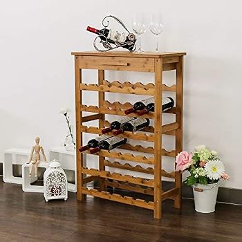 Freestanding Wine Racks Cabinets Kinsuite Bamboo Wine Rack Modular Wine Storage Holder Display Shelves For
