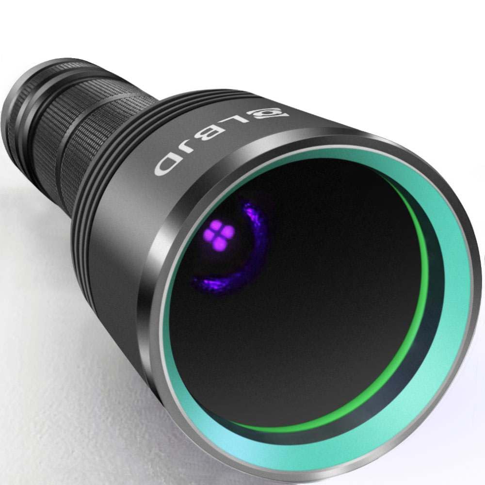 Photo 1 of ** MISSING BATTERY**LBJD Black Light Flashlight, 365NM Rechargeable Filtered UV Flashlights with High Power Battery for pet Urine Detection, Resin Curing, Scorpions, Rocks Hunting, Car Leaks