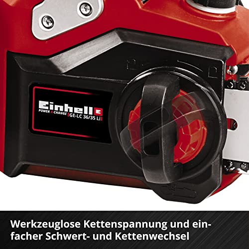 Einhell Akku-Kettensäge GE-LC 36/35 Li Power X-Change (Li-Ion, 36 V, 33 cm Schnittlänge, 15 m/s Schnittgeschwindigkeit, bürstenloser Elektromotor, inkl. 2x 4,0 Ah Akkus und Twincharger) 10