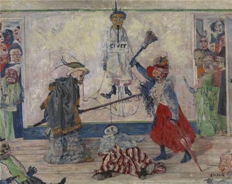Oil Painting 'James Ensor - Skeletons Fighting For The Body Of A Hanged
Man,1891' 8 x 10 inch / 20 x 26 cm , on High Definition HD canvas
prints is for Gifts And Bath Room, Home Theater And Ki decor
