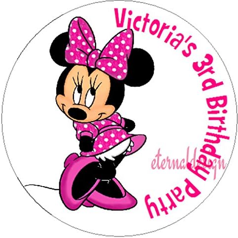 Pack of 48 Minnie Mouse Personalised Circle Stickers with Glossy Finish KBCS028