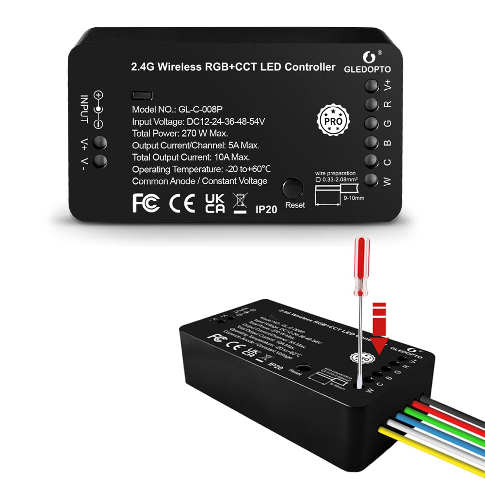 Tbrand Gledopto LED Strip Controller Zigbee 3.0 RGB CCT Voice APP Control Work with TUYA Smart Things H*ue Echo Studio LED Light Dimming DC12V-24-36-48-54V