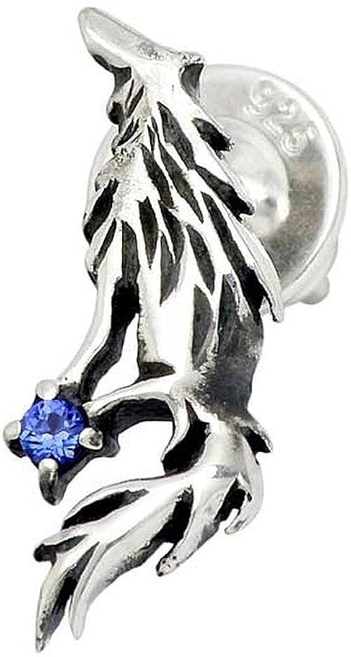 Amazon Wolfman B R S ウルフマンb R S クライング ウルフ シルバー ピアス スタッドタイプ 1個売り 片耳用 合成サファイア 狼 Wo E 27 ジュエリー 通販