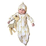 Sharemen Newborn Baby Girls Boys Long Sleeve Gown+Hat Jumpsuit Outfits (0-6 Months, White)