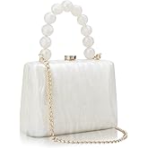 Acrylic Purses Evening Clutch Bag Marbling Handbags for Women Cross Body Bag with Pearl Chain Formal Wedding Prom Party