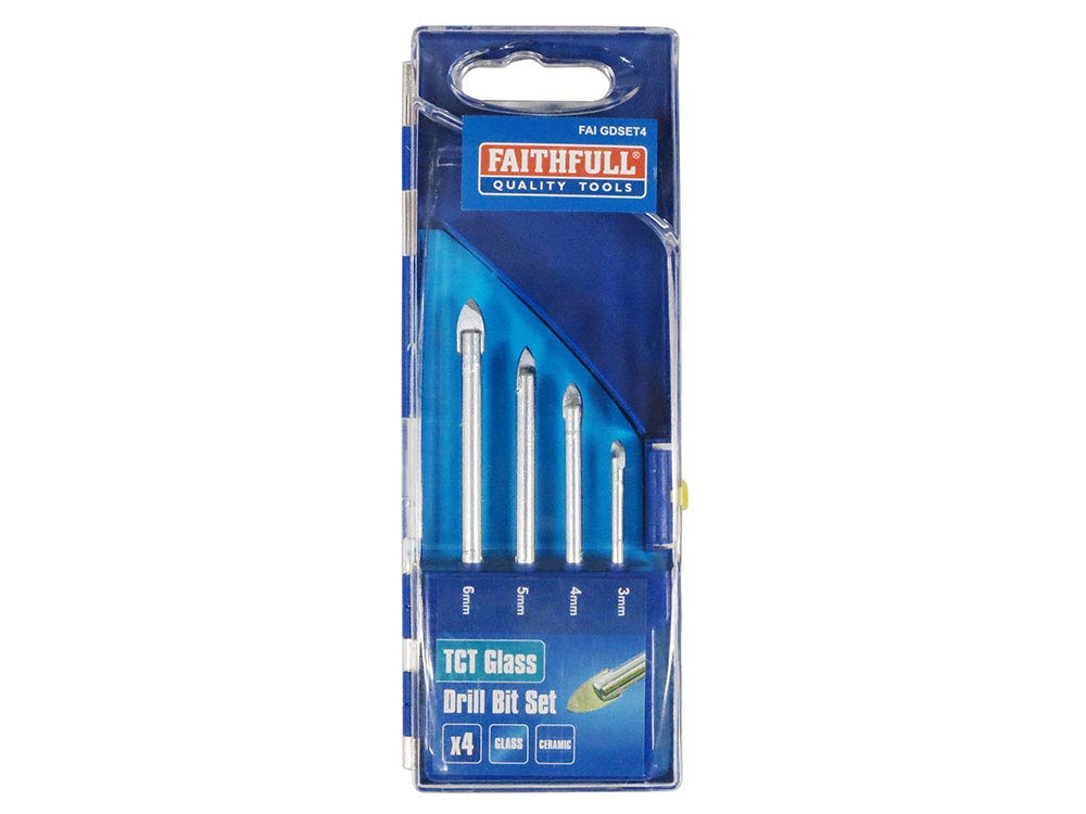 Faithfull 3 - 6mm Tile and Glass Drill Bit (Set of 4)