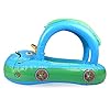 SUPOW-Baby-Swim-Float-Seat-Rose-Red-Cartoon-Car-Shaped-Boat-Pool-Ring-Seat-With-Sunshade-Canopy-For-Kids-Baby-Child-Toddler-Infant