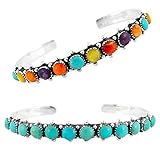 925 Sterling Silver Bracelet with Genuine Turquoise and Semiprecious Gemstones